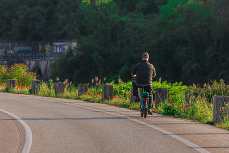 Valpolicella Valley / Province of Verona / Italy - July 3, 2019: Bike ride through stunning landscapes outdoors.のeditorial素材