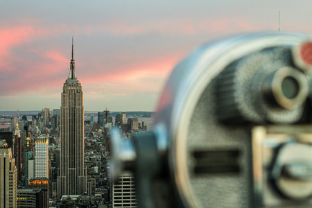 New York / New York / United States - April 14, 2011: Image of the Empire State Building, seen from Rockefeller Center.のeditorial素材
