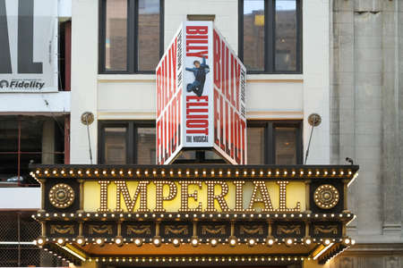 New York, New York, United States - April 14, 2011: Entrance to the Imperial Theater on Broadway in...