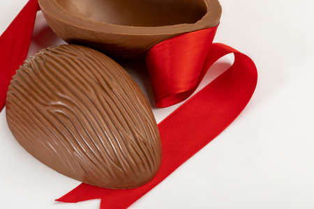 Brazilian Easter chocolate egg, isolated on white background.の写真素材