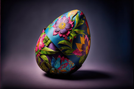 Handmade and decorative Easter egg with texture and painting in resin, marble, stone and chocolate. Details and volumes.の素材
