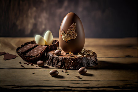 Handmade and decorative Easter egg with texture and painting in resin, marble, stone and chocolate. Details and volumes.の素材