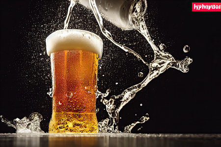 Mug with craft beer on the table.の素材