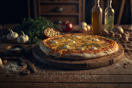 Traditional Italian garlic, tomato and parmesan pizza.の素材