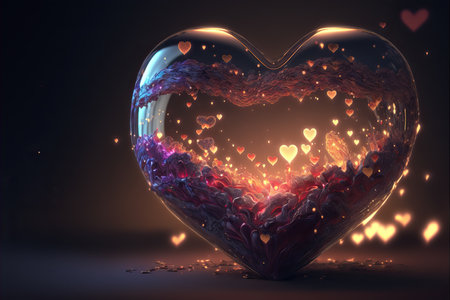 Background with illustration of wallpaper for Valentine's Day with a heart of flowers, details and colorful.の素材