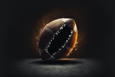 American football themed poster and wallpaper for Super Bowl featuring football helmet, ball, player and stadium.の素材