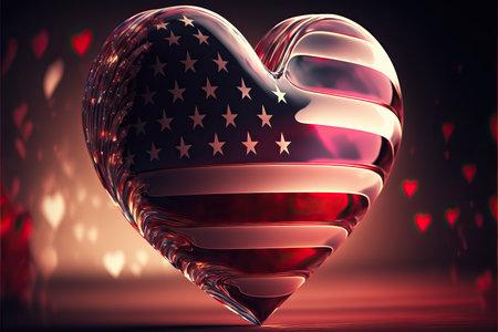 Background with illustration of wallpaper for Valentine's Day with a heart of flowers, details and colorful.の素材