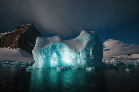 A beautiful and large Iceberg in the sea of the Antarctic Peninsulaの素材