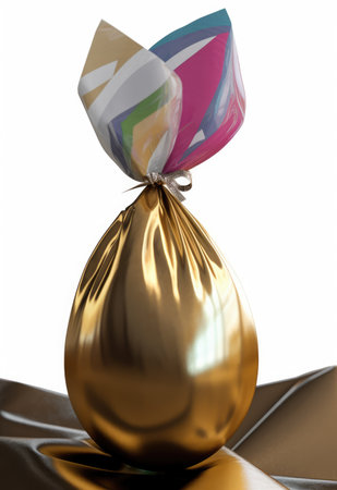 Milk chocolate Easter egg wrapped in bright colored paperの素材