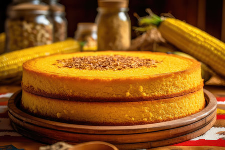 Corn cake. Traditional Brazilian typical sweets made from corn. Generative AIの素材