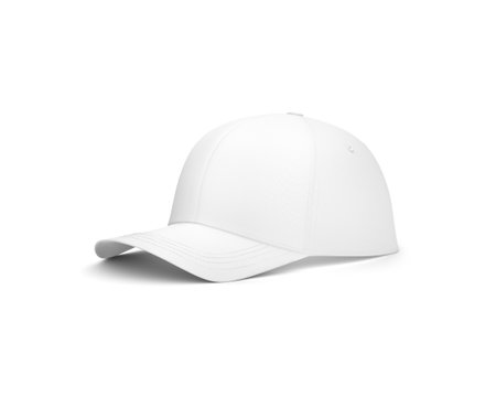 Blank Cap White Mockup Half Side View, isolated on a White Backgroundの写真素材