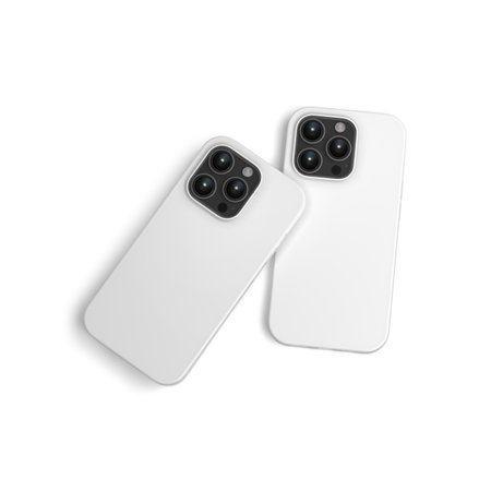 Blank cellphone case white for phone, isolated on a white backgroundの写真素材