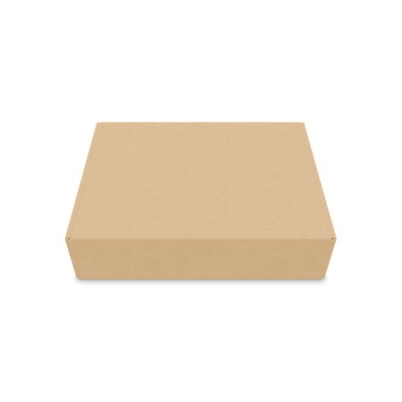 Kraft box template isolated on a white backgroundの写真素材