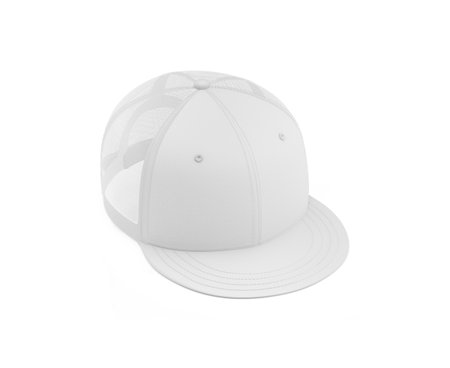 Blank Cap White Mockup Front View, isolated on a White Backgroundの写真素材