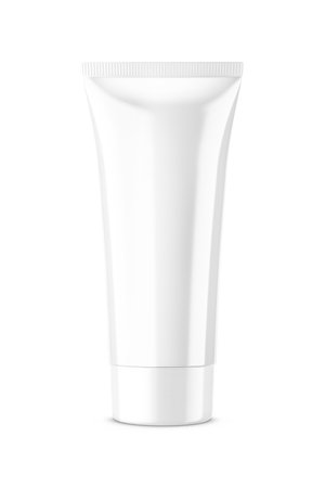 Blank plastic tube mockup for cosmetics isolated with white backgroundの写真素材