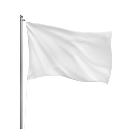 White Blank Flag Template Isolated on a White Backgroundの写真素材