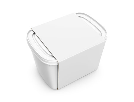 Blank Ice Cream White Container mockup Isolated on a white backgroundの写真素材