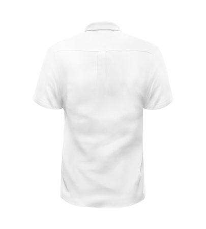 Blank White Polo Shirt Back View Isolated on a White Backgroundの写真素材
