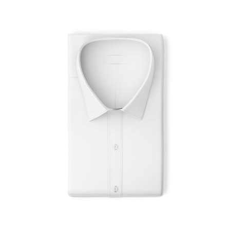 Folded Polo Shirt Blank White Collar Isolated on a white Backgroundの写真素材