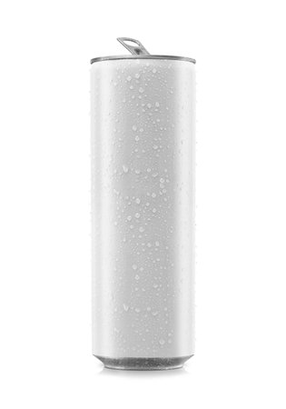 White Energy Drink with water drops Blank isolated on a White Backgroundの写真素材