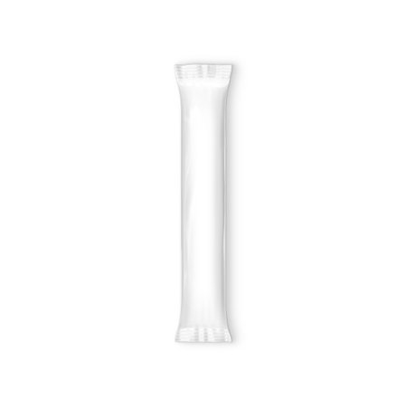 Glossy Blank Sachet Stick White Template isolated on a white backgroundの写真素材