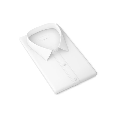 Folded Polo Shirt Blank White Collar Isolated on a white Backgroundの写真素材