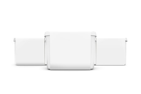 Blank Ice Cream White Container mockup Isolated on a white backgroundの写真素材