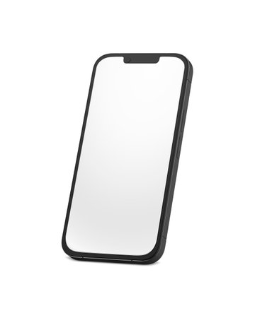 Blank White Phone Template isolated on a White Backgroundの写真素材
