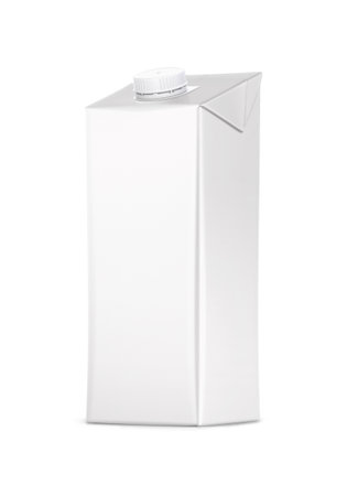 white juice box blank isolated template on a white backgroundの写真素材