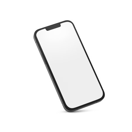 Blank White Phone Template isolated on a White Backgroundの写真素材
