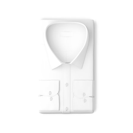 Folded Polo Shirt Blank White Collar Isolated on a white Backgroundの写真素材
