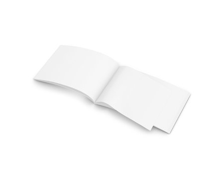 Blank White landscape brochure open isolated on a white background templateの写真素材