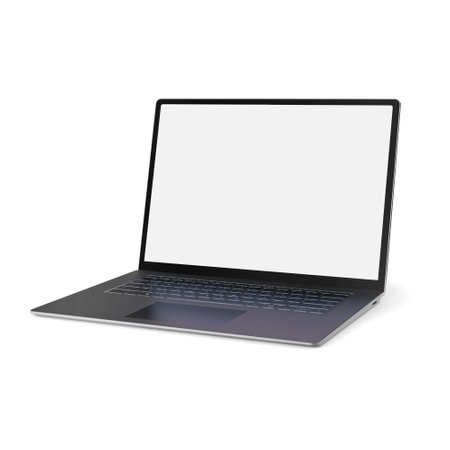 White blank laptop template isolated on a white backgroundの写真素材