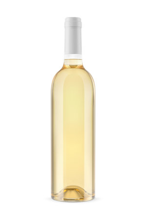 Blank bottle of wine isolated on a white backgroundの写真素材