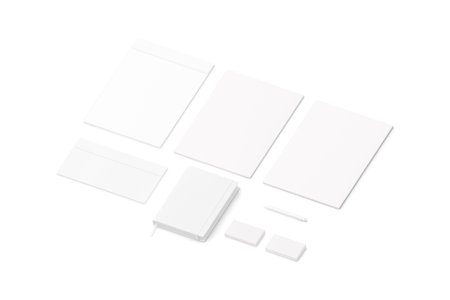 Blank white stationary template isolated on a white backgroundの写真素材