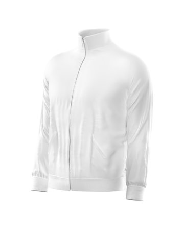 white windbreaker with collar template natural shape invisible mannequin isolated on a white backgroundの写真素材