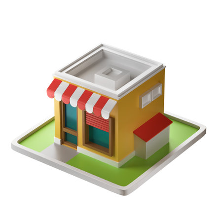 a 3D E-Commerce Store Illustration isolated on a white backgroundの写真素材
