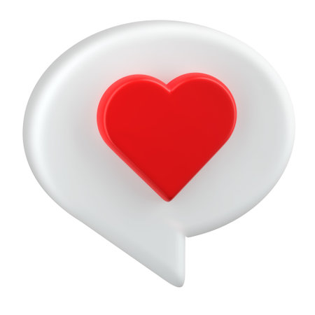 a 3D Message Balloon with a Heart Illustration isolated on a white background