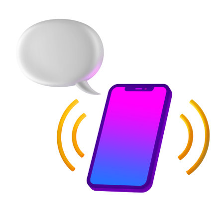3D Phone Message Balloon Illustration isolated on a white backgroundの写真素材