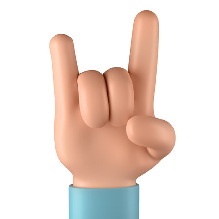 a 3D Rock Hand Illustration isolated on a white backgroundの写真素材