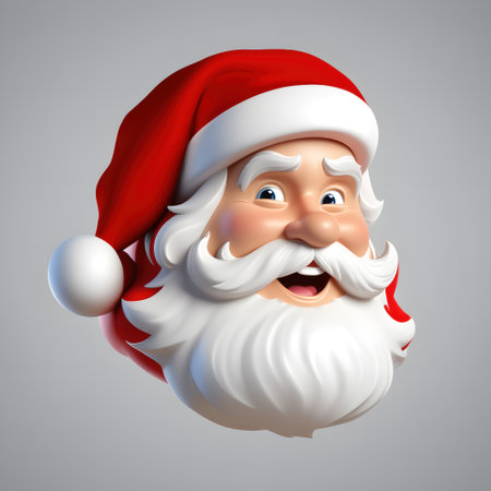 a Santa Claus head 3D image isolated on a gray backgroundの写真素材