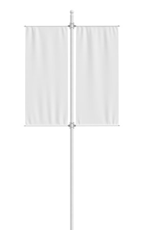 An image of a White Flag Pole Banner isolated on a white backgroundの写真素材