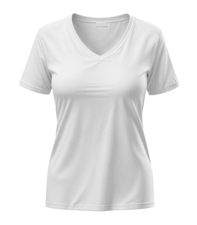 An image of a White Women's T-Shirt V-Neck isolated on a white backgroundの写真素材