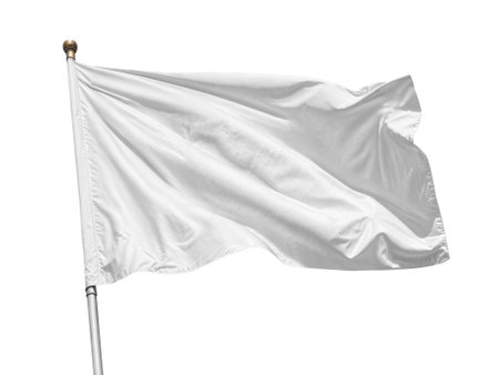 An image of a White Flag isolated on a white backgroundの写真素材