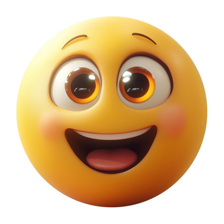 An image of a Happy Emoji in a white backgroundの写真素材