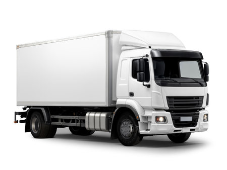 An image of a white truck on a white backgroundの写真素材