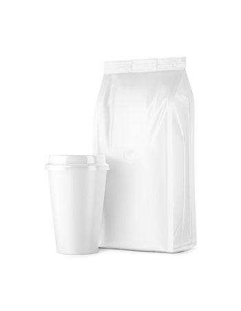 An image of a Bag With Coffee Cup isolated on a white backgroundの写真素材