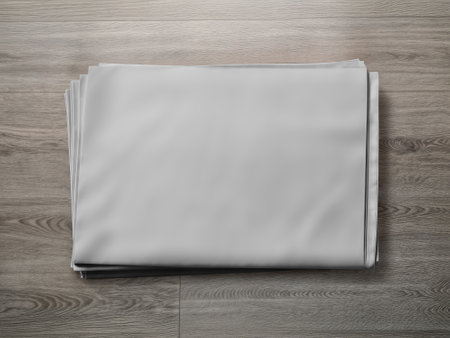 An image of a Blank Newspaper isolated on woodの写真素材