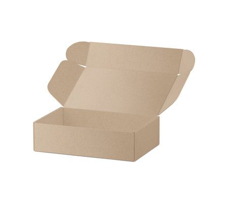 An image of a Kraft Box isolated on a white backgroundの写真素材
