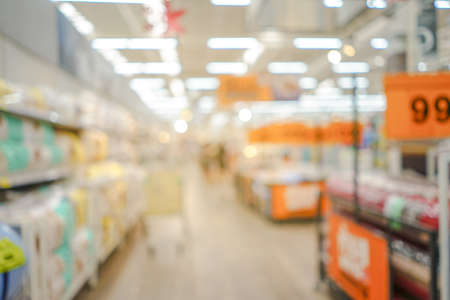 Shopping mall or department store with blurred background and bokeh light